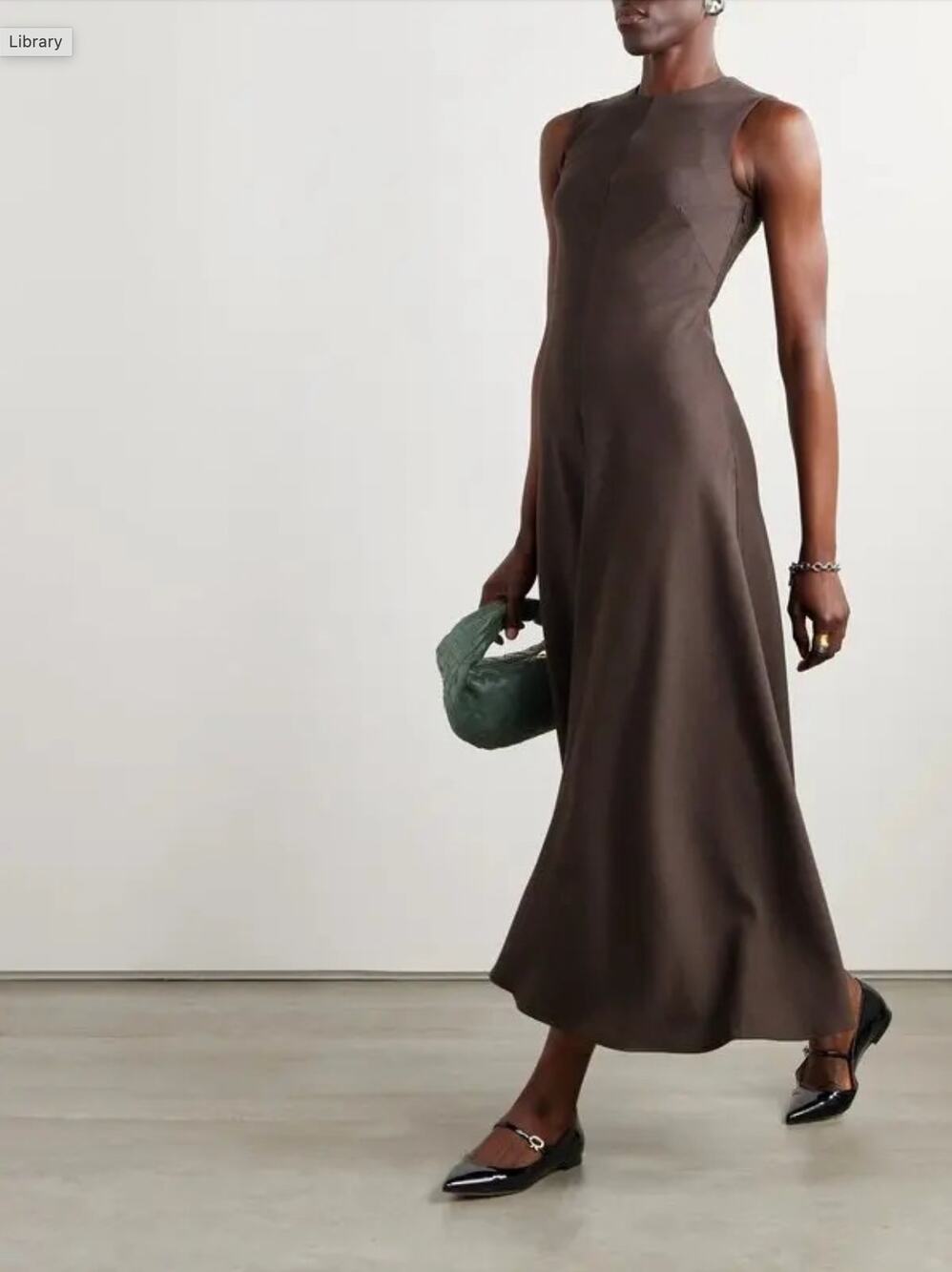 $795 Beare Park AU6/US0-2 Wool-Twill Brown Maxi Dress Net-a-Porter Moda Operandi